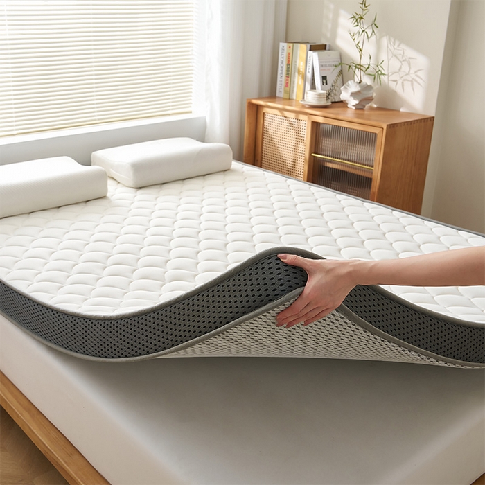 91家纺网 家纺一手货源 找家纺 锦丝钰床垫 2025春夏新款乳胶记忆棉床垫-大床 立体-月光白