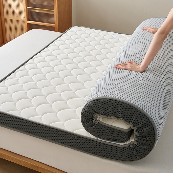 91家纺网 家纺一手货源 找家纺 锦丝钰床垫 2025春夏新款乳胶记忆棉床垫-大床 立体-月光白