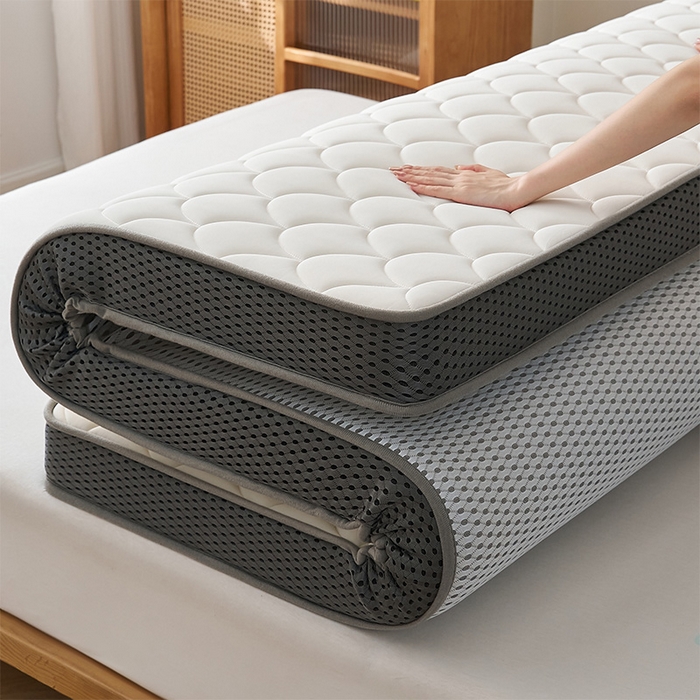 91家纺网 家纺一手货源 找家纺 锦丝钰床垫 2025春夏新款乳胶记忆棉床垫-大床 立体-月光白