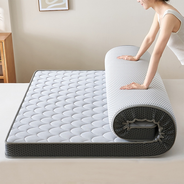 91家纺网 家纺一手货源 找家纺 锦丝钰床垫 2025春夏新款乳胶记忆棉床垫-大床 立体-月光灰