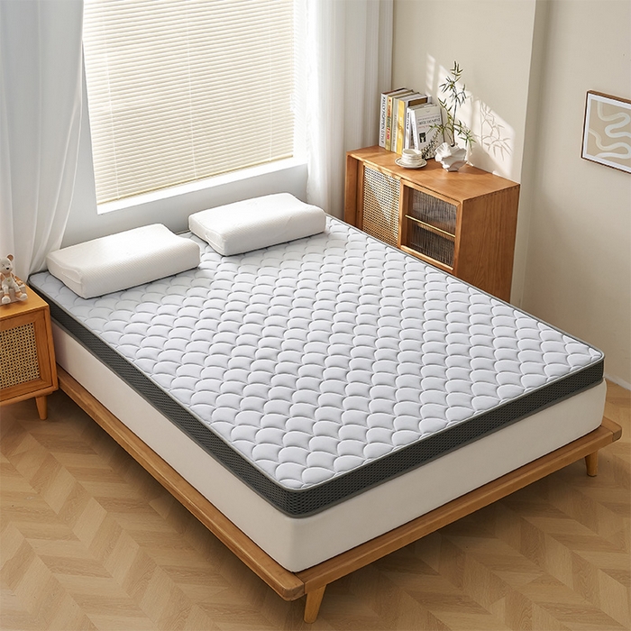 91家纺网 家纺一手货源 找家纺 锦丝钰床垫 2025春夏新款乳胶记忆棉床垫-大床 立体-月光灰