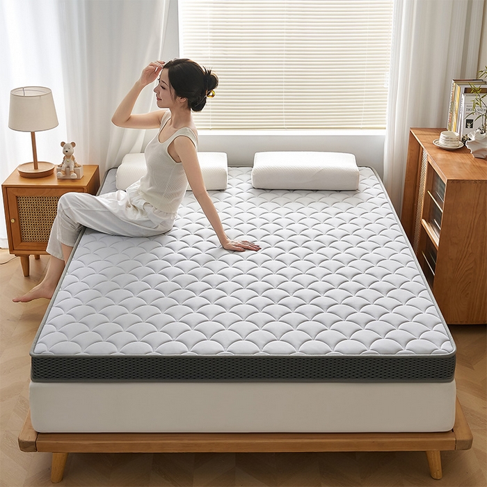 91家纺网 家纺一手货源 找家纺 锦丝钰床垫 2025春夏新款乳胶记忆棉床垫-大床 立体-月光灰