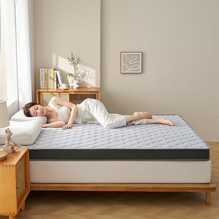 91家纺网 家纺一手货源 找家纺 锦丝钰床垫 2025春夏新款乳胶记忆棉床垫-大床 立体-月光灰