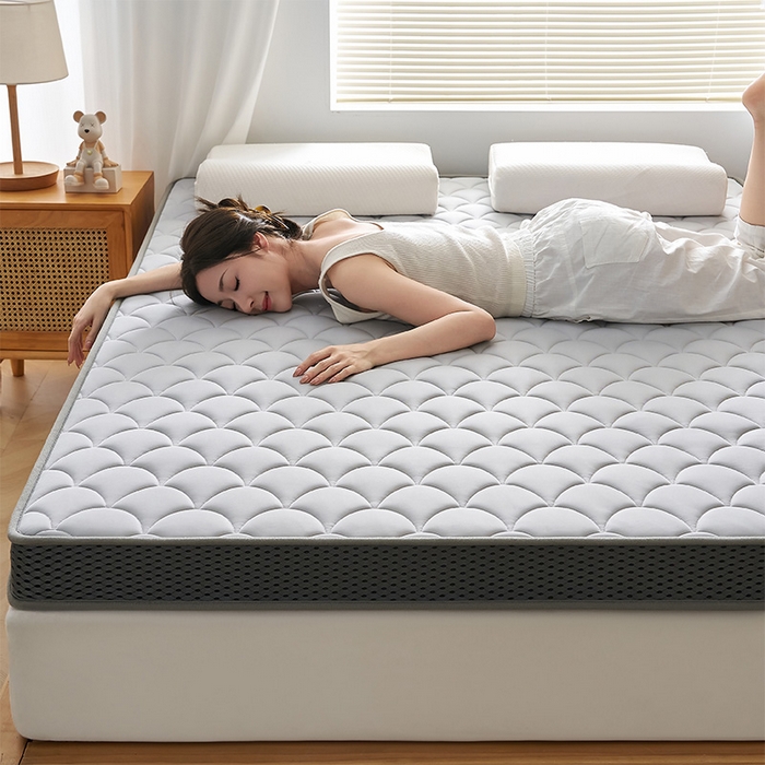 91家纺网 家纺一手货源 找家纺 锦丝钰床垫 2025春夏新款乳胶记忆棉床垫-大床 立体-月光灰