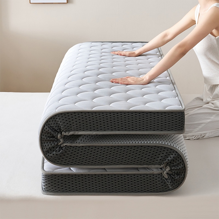 91家纺网 家纺一手货源 找家纺 锦丝钰床垫 2025春夏新款乳胶记忆棉床垫-大床 立体-月光灰