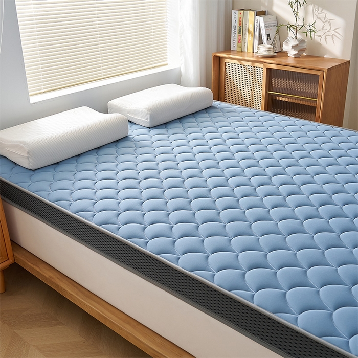 91家纺网 家纺一手货源 找家纺 锦丝钰床垫 2025春夏新款乳胶记忆棉床垫-大床 立体-月光蓝