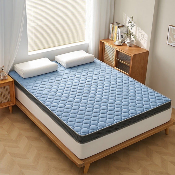 91家纺网 家纺一手货源 找家纺 锦丝钰床垫 2025春夏新款乳胶记忆棉床垫-大床 立体-月光蓝