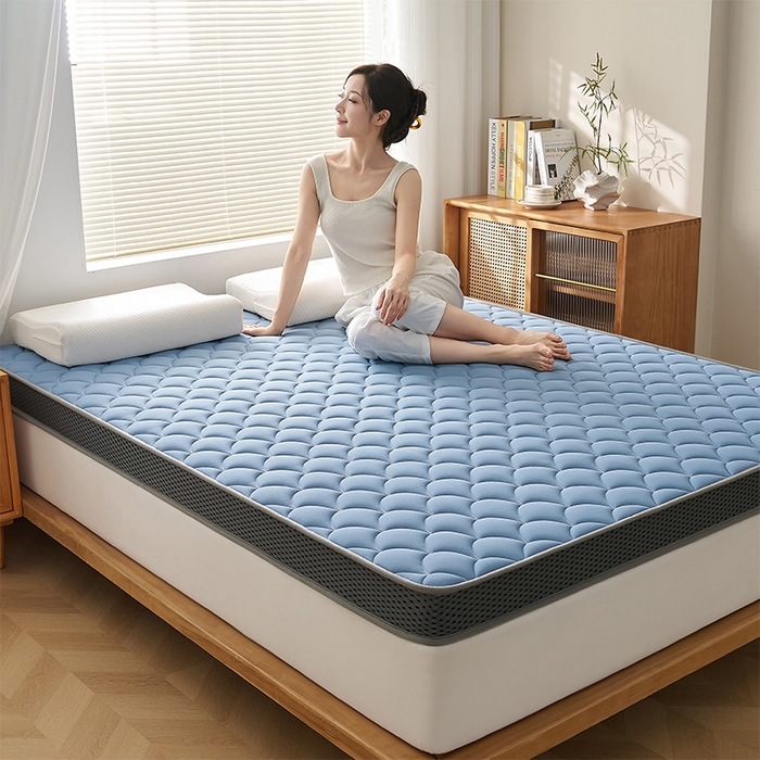 91家纺网 家纺一手货源 找家纺 锦丝钰床垫 2025春夏新款乳胶记忆棉床垫-大床 立体-月光蓝