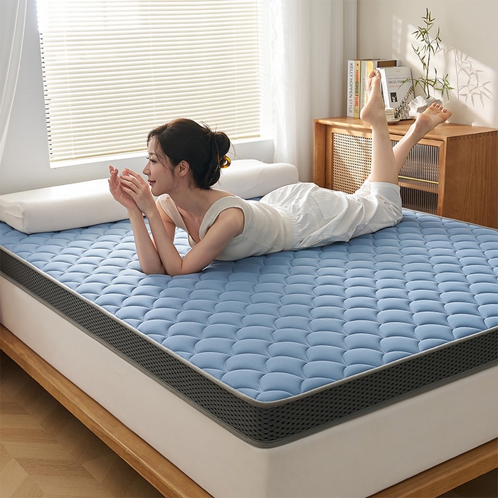 91家纺网 家纺一手货源 找家纺 锦丝钰床垫 2025春夏新款乳胶记忆棉床垫-大床 立体-月光蓝