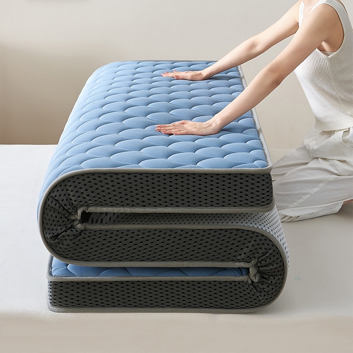 91家纺网 家纺一手货源 找家纺 锦丝钰床垫 2025春夏新款乳胶记忆棉床垫-大床 立体-月光蓝