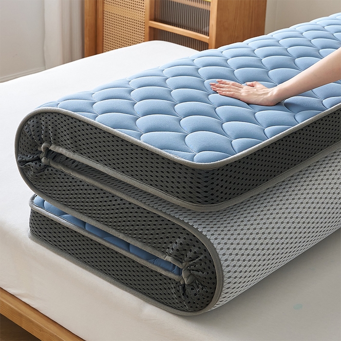 91家纺网 家纺一手货源 找家纺 锦丝钰床垫 2025春夏新款乳胶记忆棉床垫-大床 立体-月光蓝