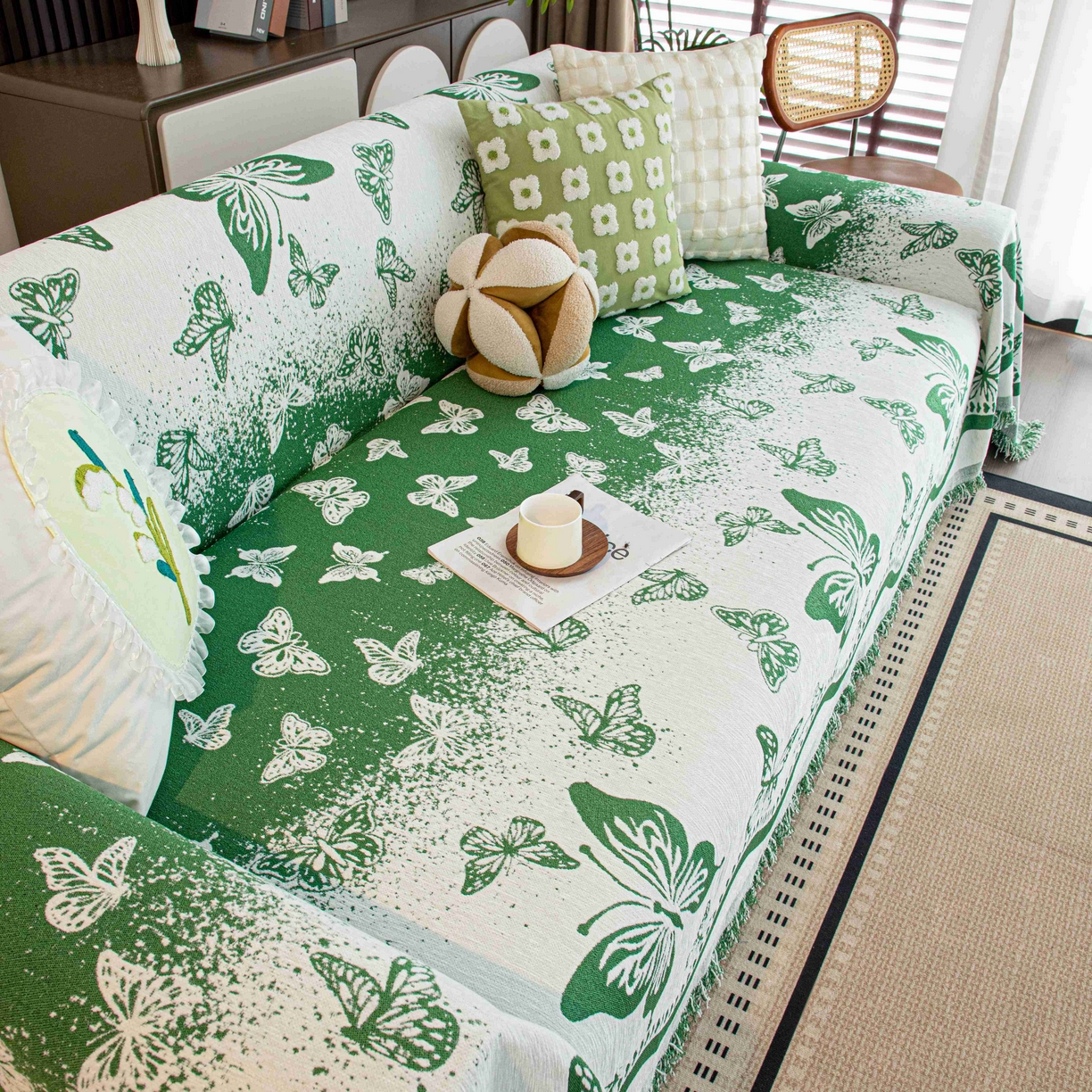 91家纺网 家纺一手货源 找家纺 （总）沐沐家纺 2026新款恋蝶沙发巾