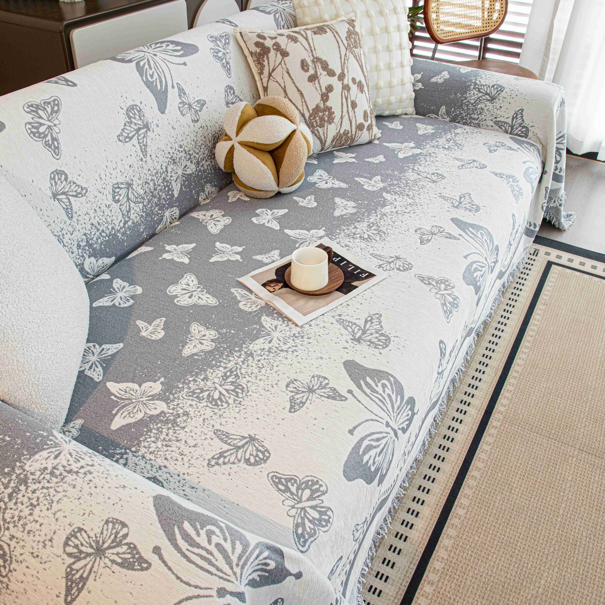 91家纺网 家纺一手货源 找家纺 （总）沐沐家纺 2026新款恋蝶沙发巾