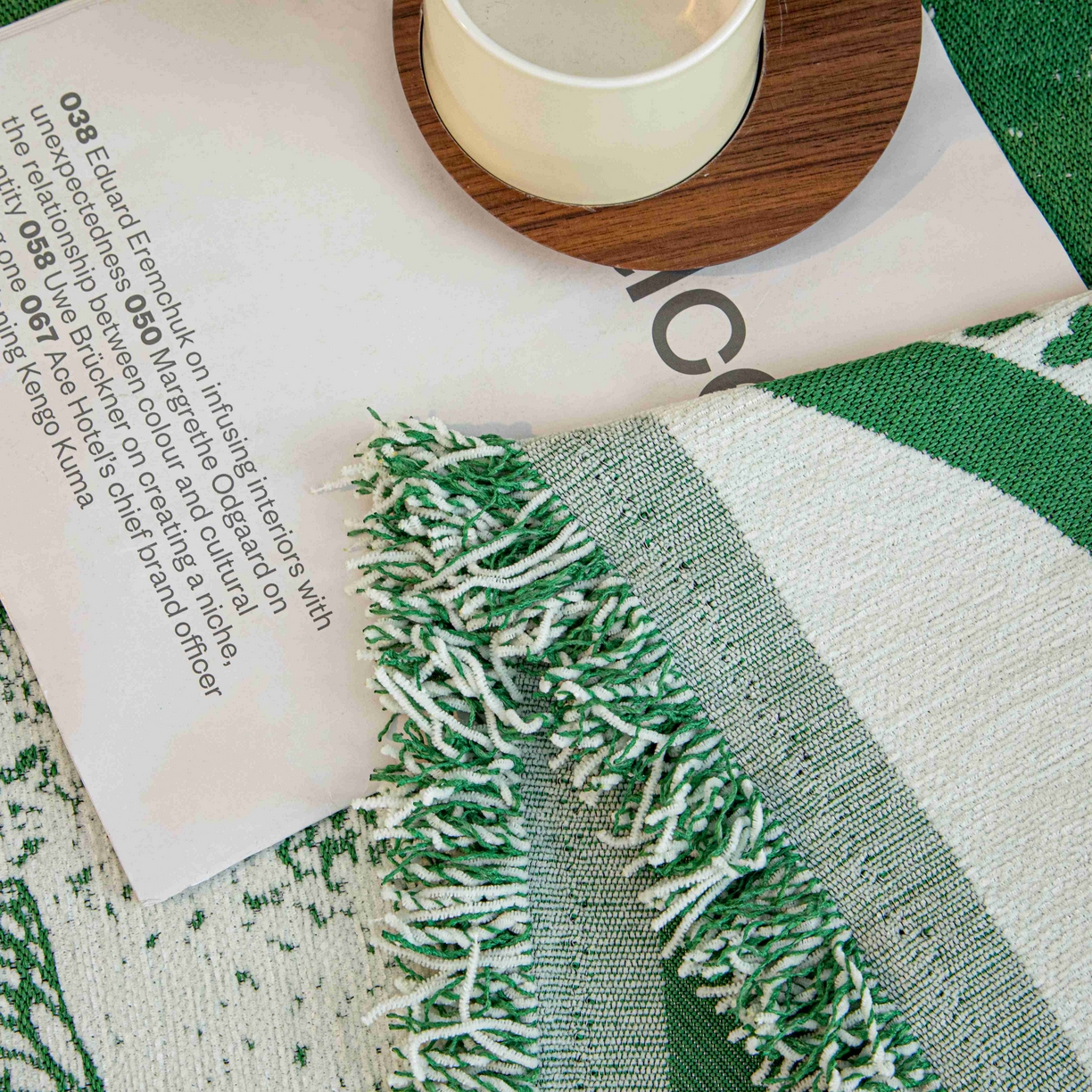 91家纺网 家纺一手货源 找家纺 沐沐家纺 2026新款恋蝶沙发巾 绿色