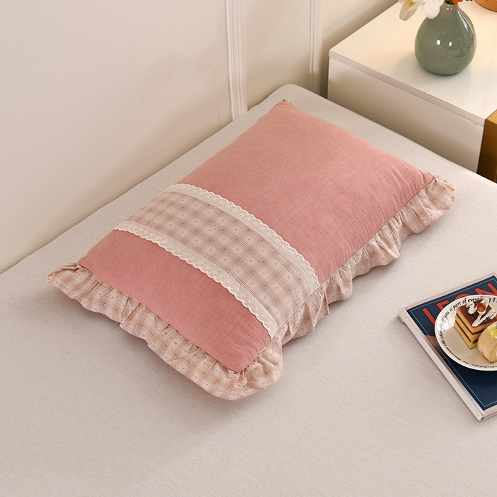 91家纺网 家纺一手货源 找家纺 （总）金牛枕芯 2025新款蕾丝花边枕全棉单层纱荞麦枕