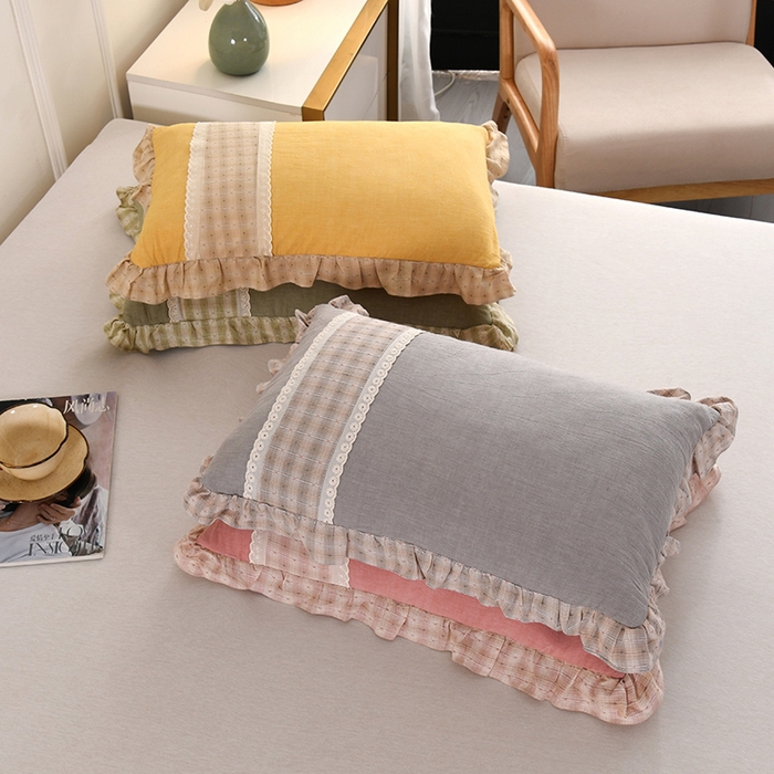 91家纺网 家纺一手货源 找家纺 （总）金牛枕芯 2025新款蕾丝花边枕全棉单层纱荞麦枕