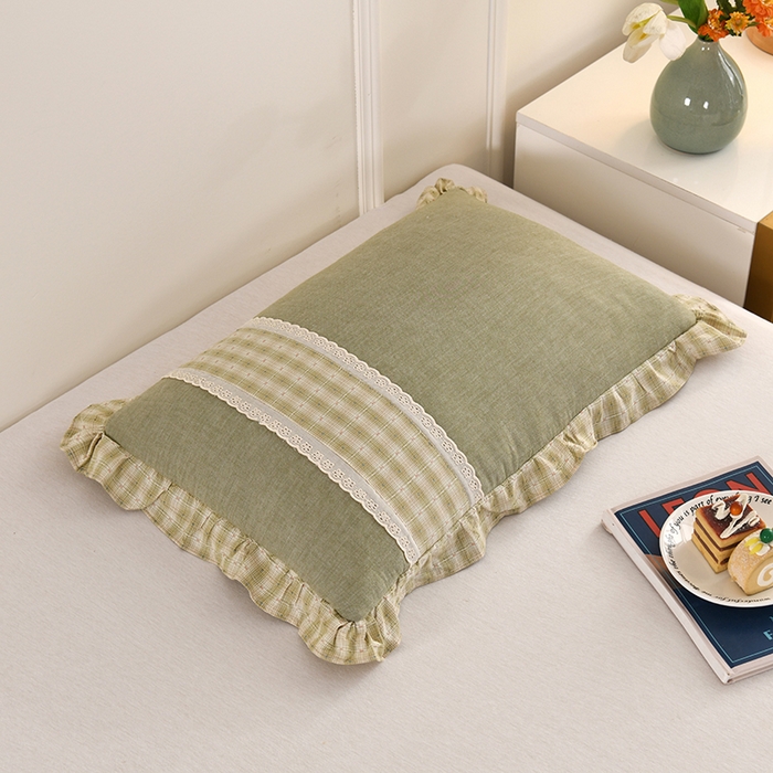 91家纺网 家纺一手货源 找家纺 （总）金牛枕芯 2025新款蕾丝花边枕全棉单层纱荞麦枕