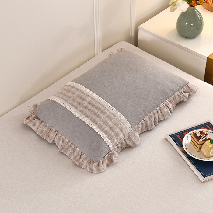 91家纺网 家纺一手货源 找家纺 （总）金牛枕芯 2025新款蕾丝花边枕全棉单层纱荞麦枕