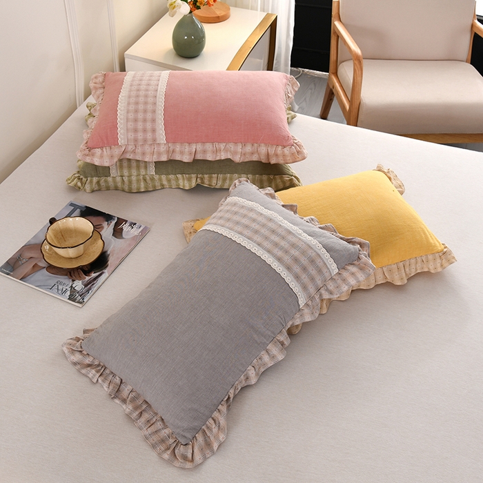 91家纺网 家纺一手货源 找家纺 （总）金牛枕芯 2025新款蕾丝花边枕全棉单层纱荞麦枕