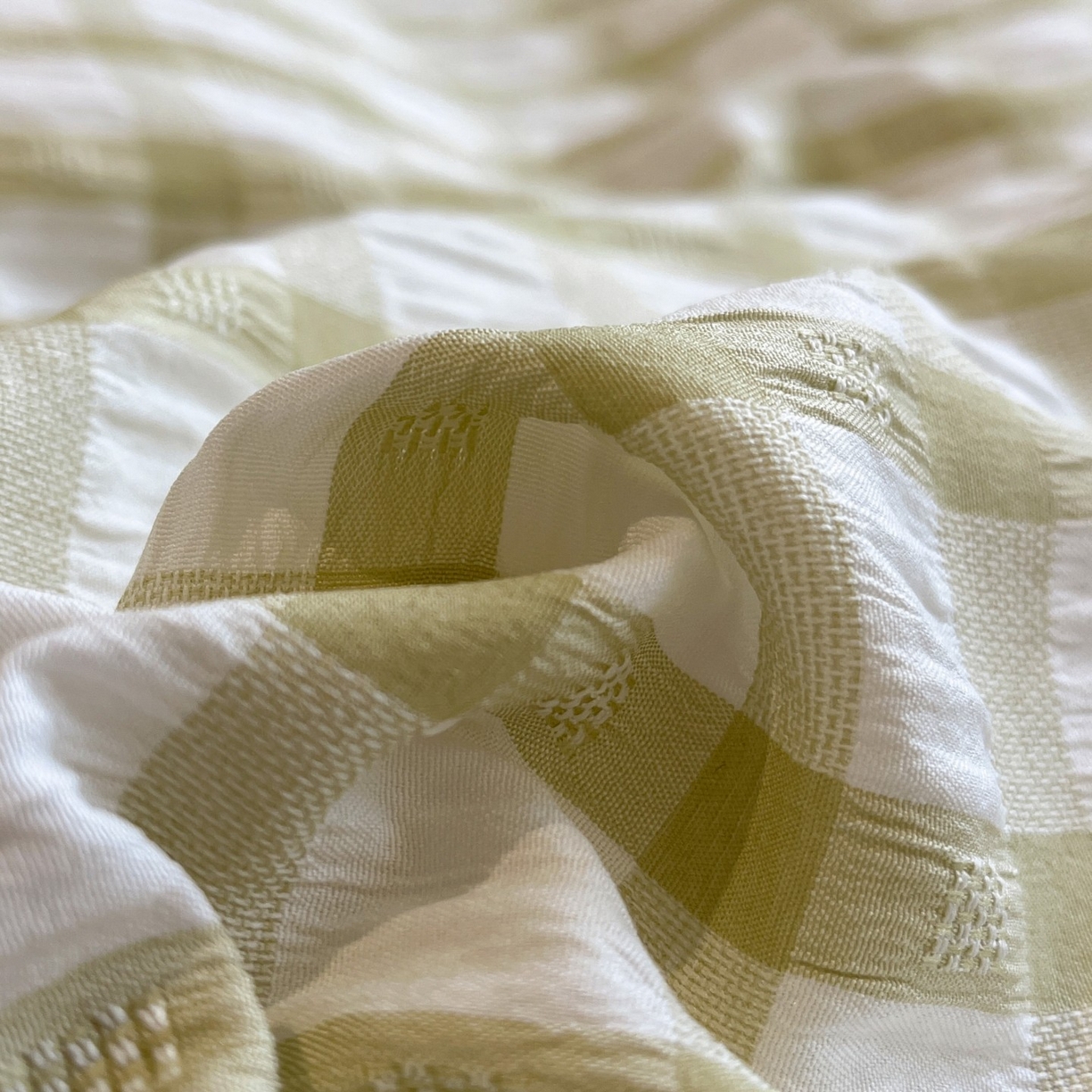 91家纺网 家纺一手货源 找家纺 （总）顾里家纺 2025新款韩系格子阳离子泡泡纱四件套-第一组