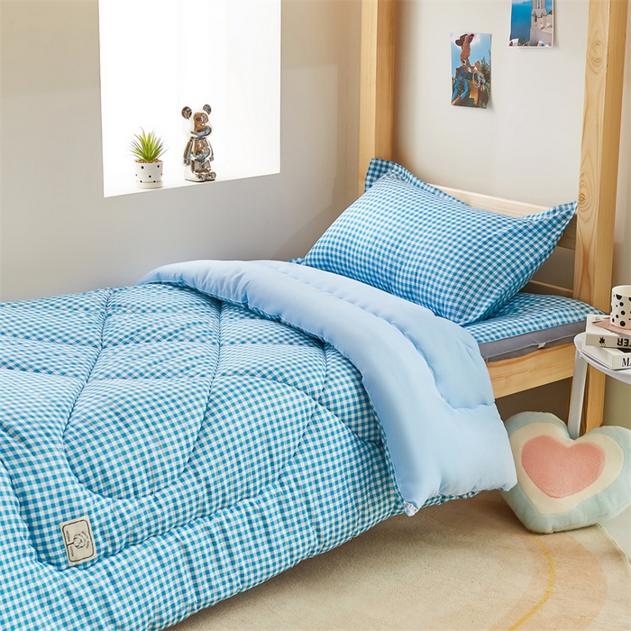 91家纺网 家纺一手货源 找家纺 默忆 2025新款水洗棉棉花被被子被芯冬被学生宿舍被子 兰格