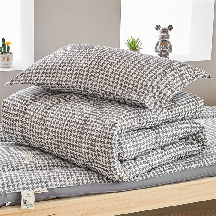 默忆 2025新款水洗棉棉花被被子被芯冬被学生宿舍被子 千鸟格 灰 