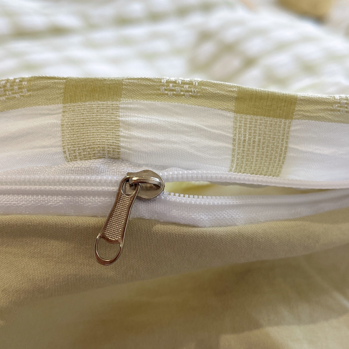 91家纺网 家纺一手货源 找家纺 顾里家纺 2025新款韩系格子阳离子泡泡纱四件套-第一组 薄荷绿格