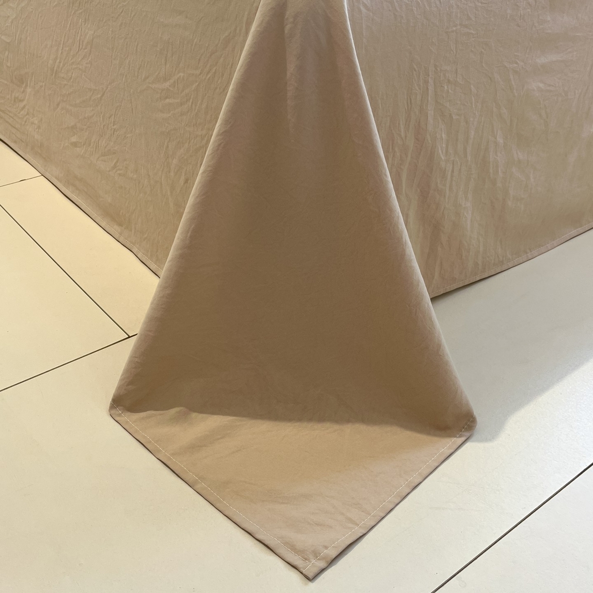 91家纺网 家纺一手货源 找家纺 顾里家纺 2025新款韩系格子阳离子泡泡纱四件套-第一组 复古奶咖