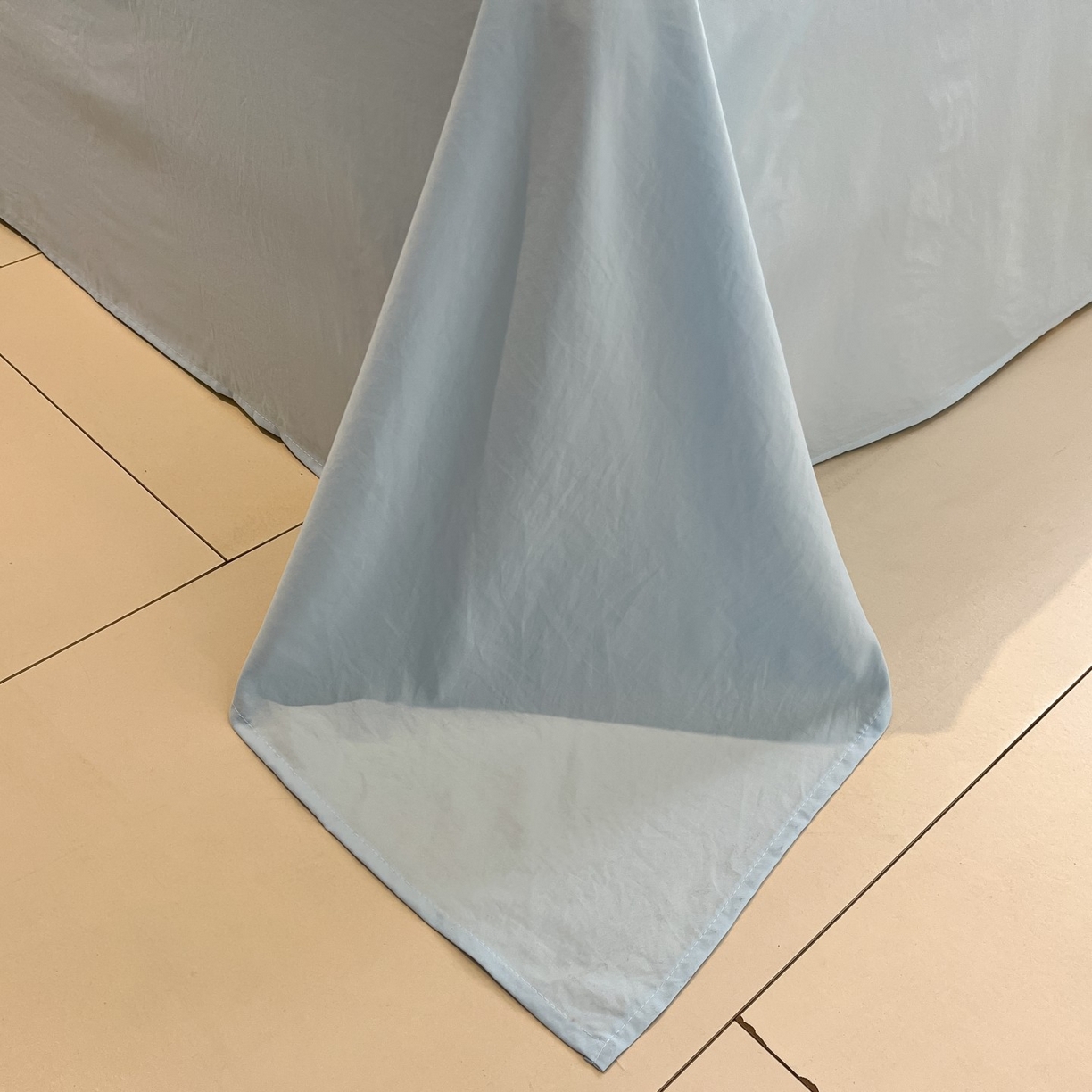 91家纺网 家纺一手货源 找家纺 顾里家纺 2025新款韩系格子阳离子泡泡纱四件套-第一组 天空蓝格