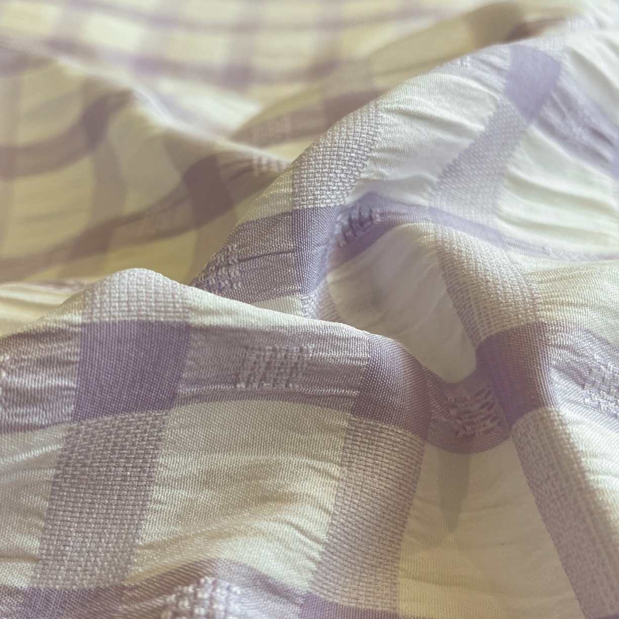 91家纺网 家纺一手货源 找家纺 顾里家纺 2025新款韩系格子阳离子泡泡纱四件套-第一组 香薰紫格