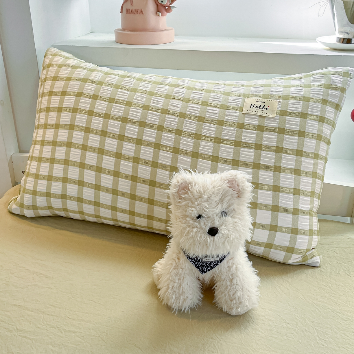 91家纺网 家纺一手货源 找家纺 （总）顾里2025新款韩系格子阳离子泡泡纱学生宿舍上下铺三件套