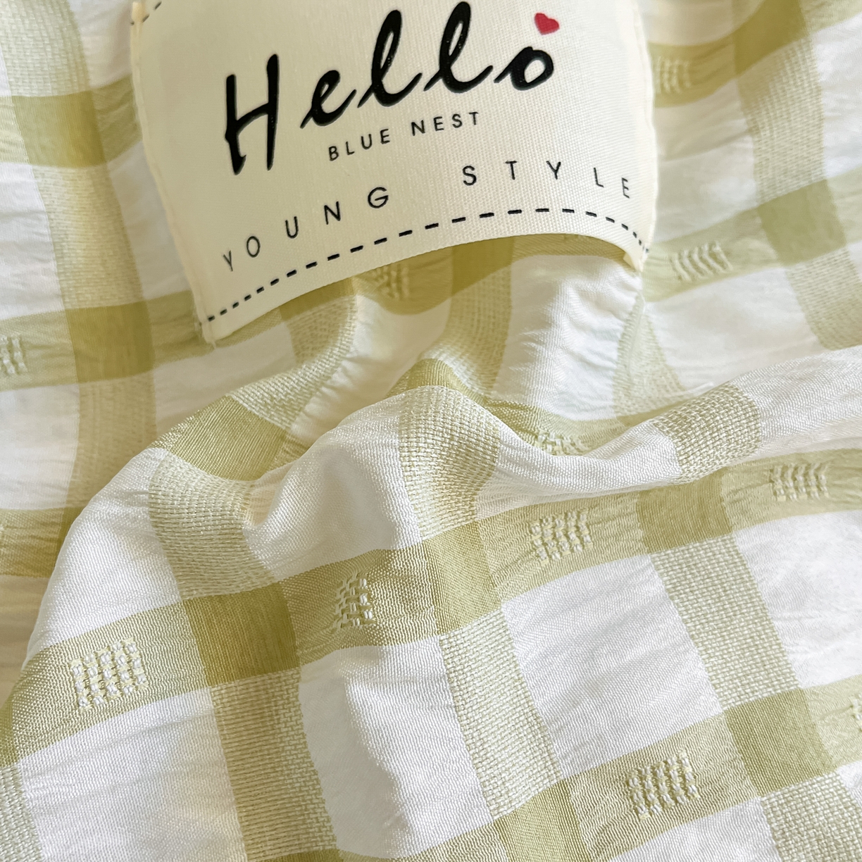 91家纺网 家纺一手货源 找家纺 顾里2025新款韩系格子阳离子泡泡纱学生宿舍上下铺三件套 薄荷绿格