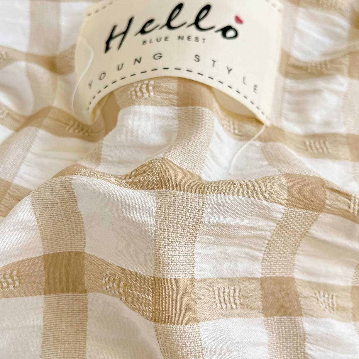 91家纺网 家纺一手货源 找家纺 顾里2025新款韩系格子阳离子泡泡纱学生宿舍上下铺三件套 复古奶咖