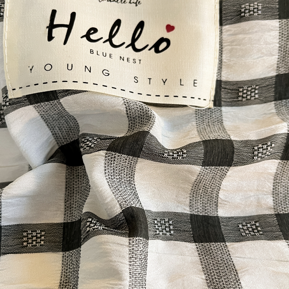 91家纺网 家纺一手货源 找家纺 顾里2025新款韩系格子阳离子泡泡纱学生宿舍上下铺三件套 经典黑格