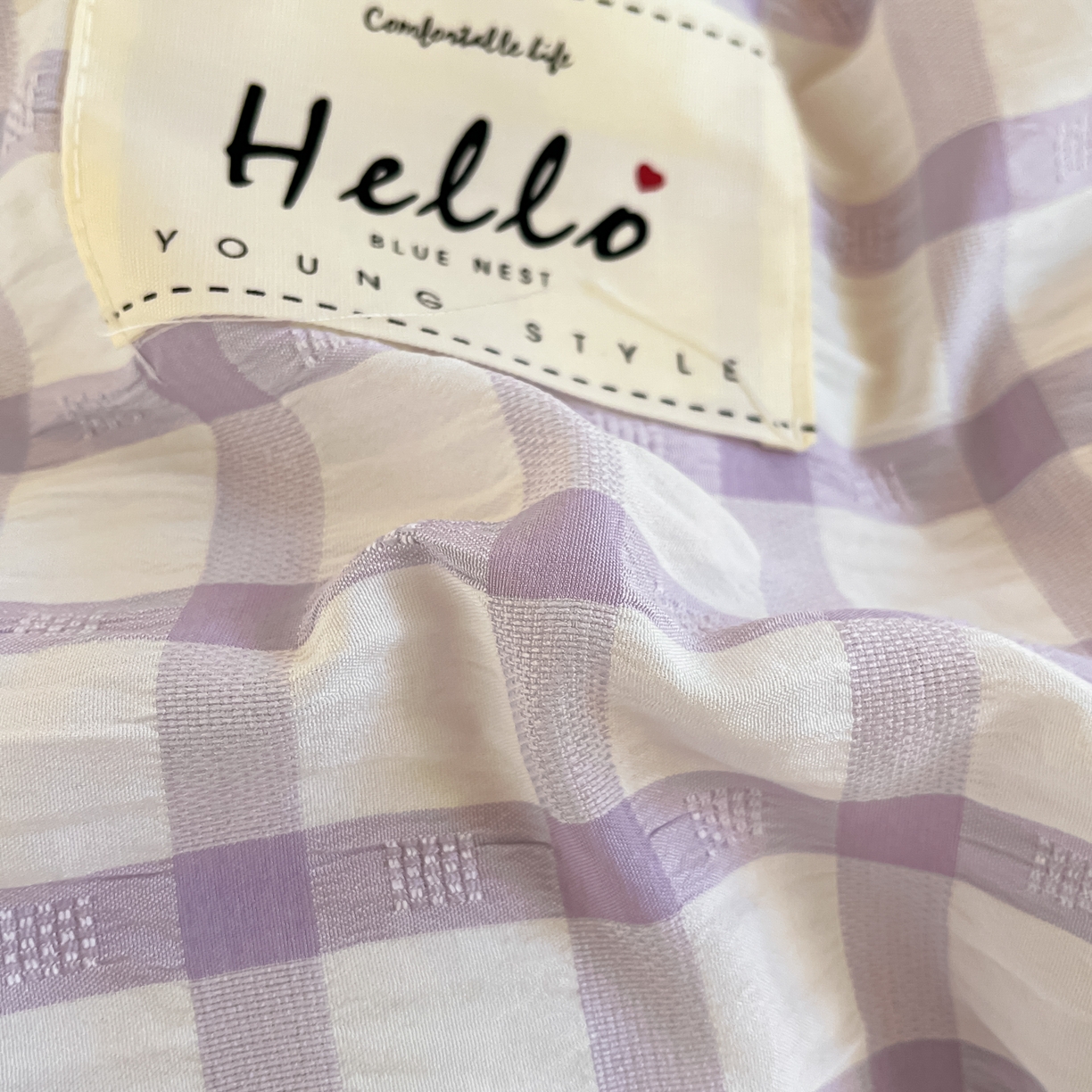 91家纺网 家纺一手货源 找家纺 顾里2025新款韩系格子阳离子泡泡纱学生宿舍上下铺三件套 香薰紫格