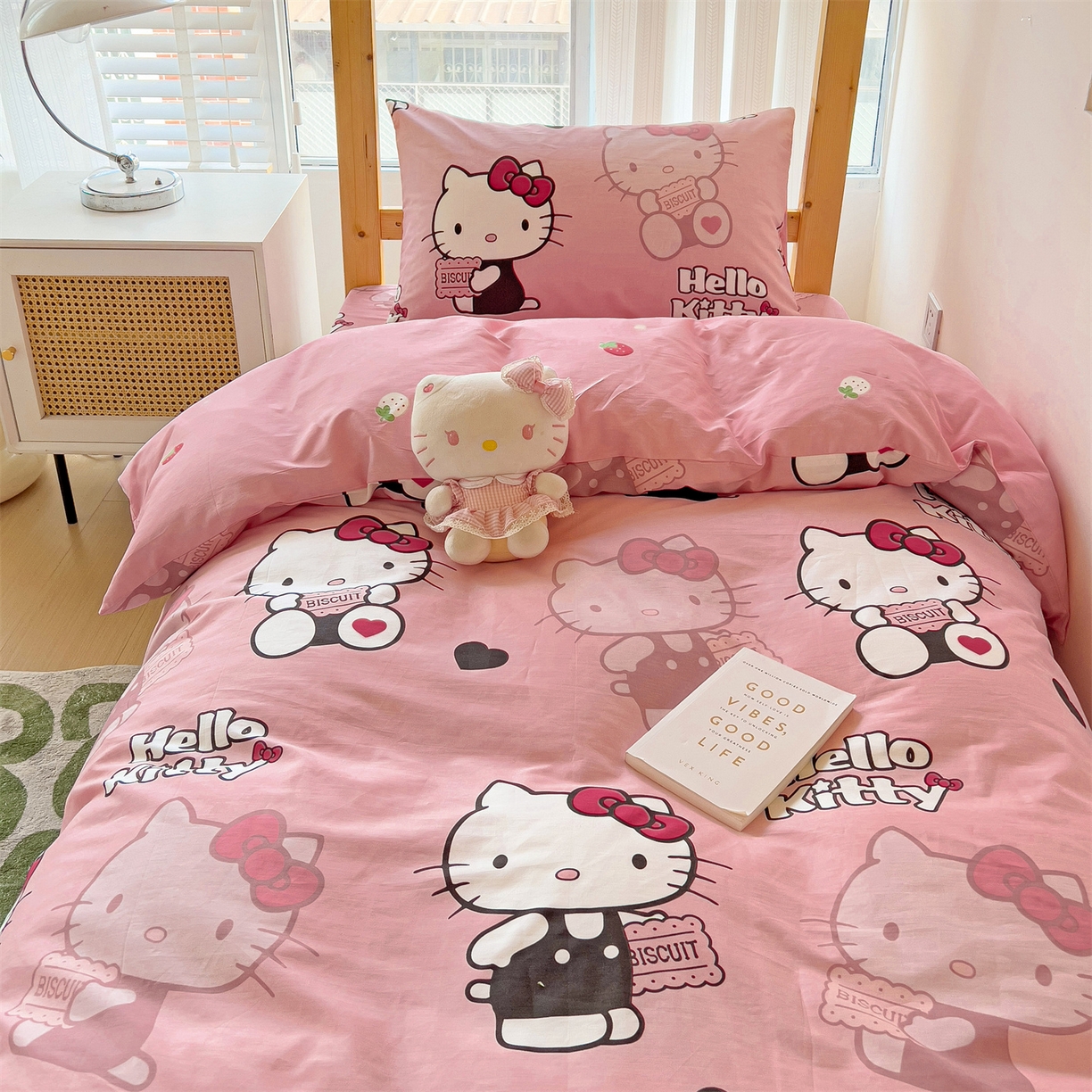 91家纺网 家纺一手货源 找家纺 名兮家居 2025-全棉纯棉13372经典奥特曼-三丽鸥学生床多件套【含防伪标】 爱心kt