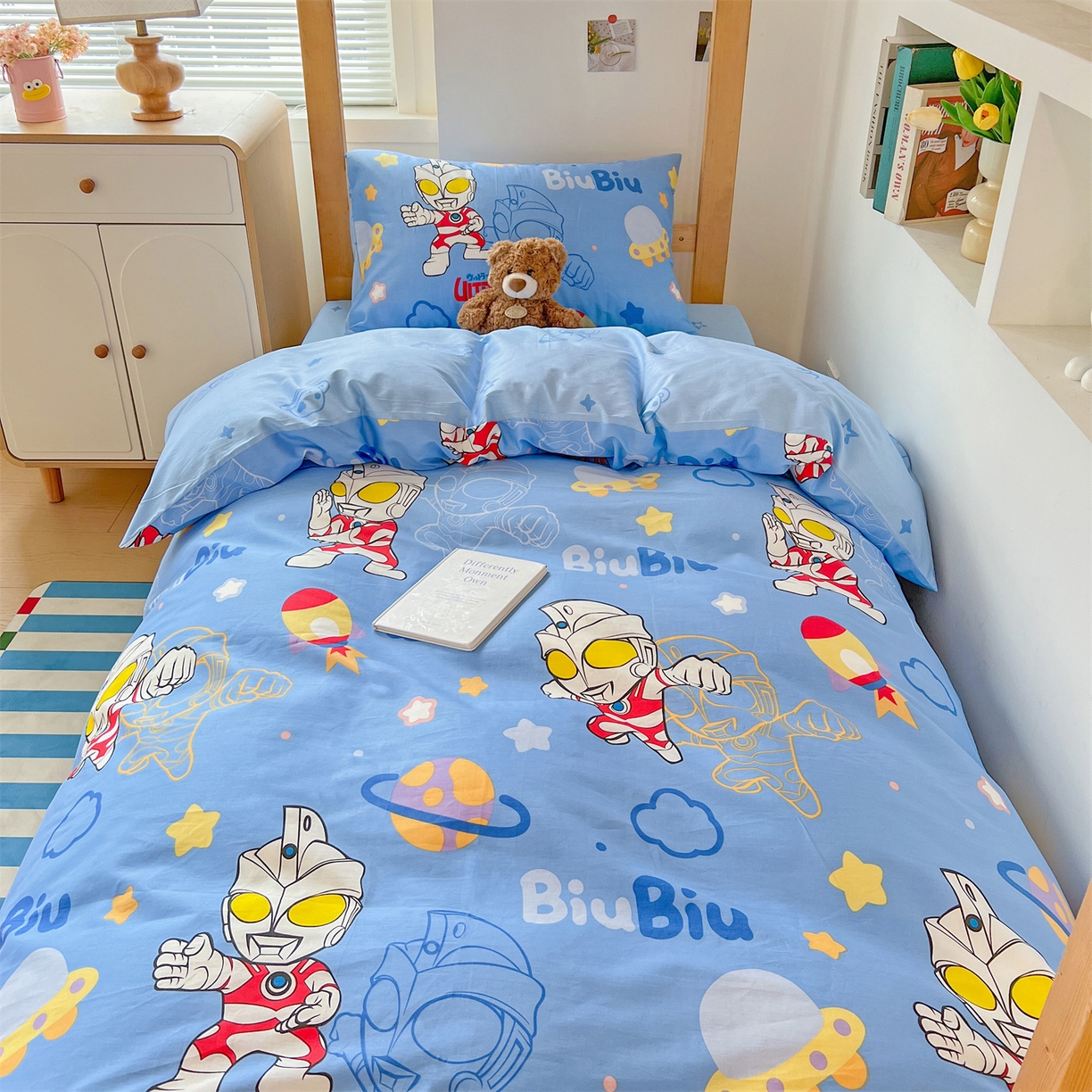 91家纺网 家纺一手货源 找家纺 名兮家居 2025-全棉纯棉13372经典奥特曼-三丽鸥学生床多件套【含防伪标】 光线王子