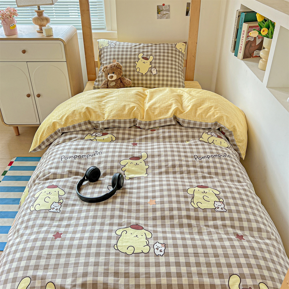 91家纺网 家纺一手货源 找家纺 名兮家居 2025-全棉纯棉13372经典奥特曼-三丽鸥学生床多件套【含防伪标】 焦糖布丁狗