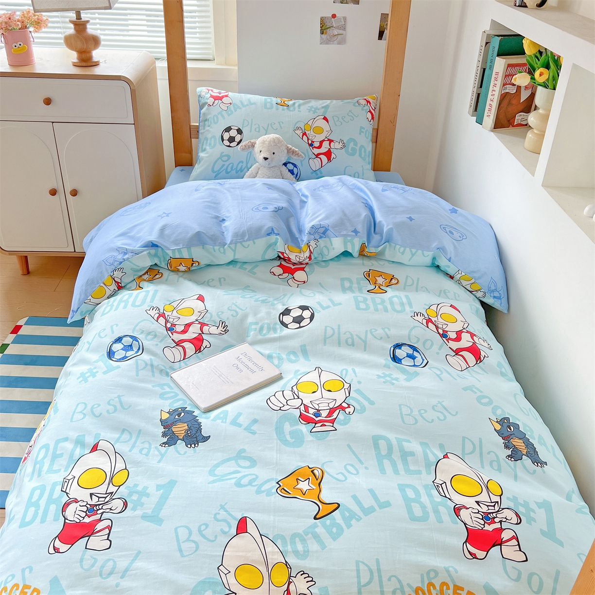 91家纺网 家纺一手货源 找家纺 名兮家居 2025-全棉纯棉13372经典奥特曼-三丽鸥学生床多件套【含防伪标】 世界杯