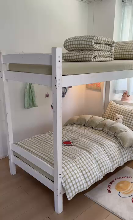 91家纺网 家纺一手货源 找家纺 顾里2025新款韩系格子阳离子泡泡纱学生宿舍上下铺三件套 薄荷绿格