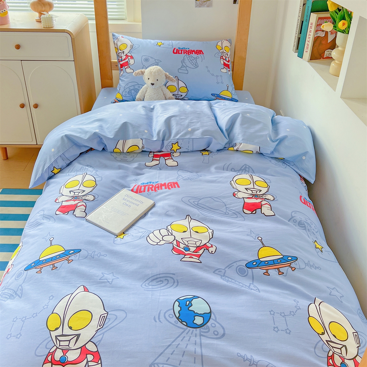 91家纺网 家纺一手货源 找家纺 名兮家居 2025-全棉纯棉13372经典奥特曼-三丽鸥学生床多件套【含防伪标】 太空奥特曼