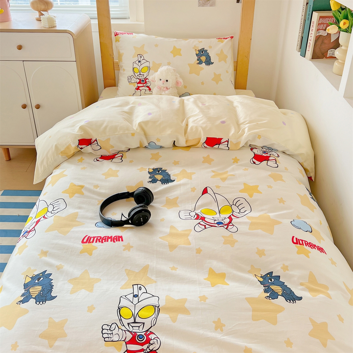 91家纺网 家纺一手货源 找家纺 名兮家居 2025-全棉纯棉13372经典奥特曼-三丽鸥学生床多件套【含防伪标】 星星奥特曼