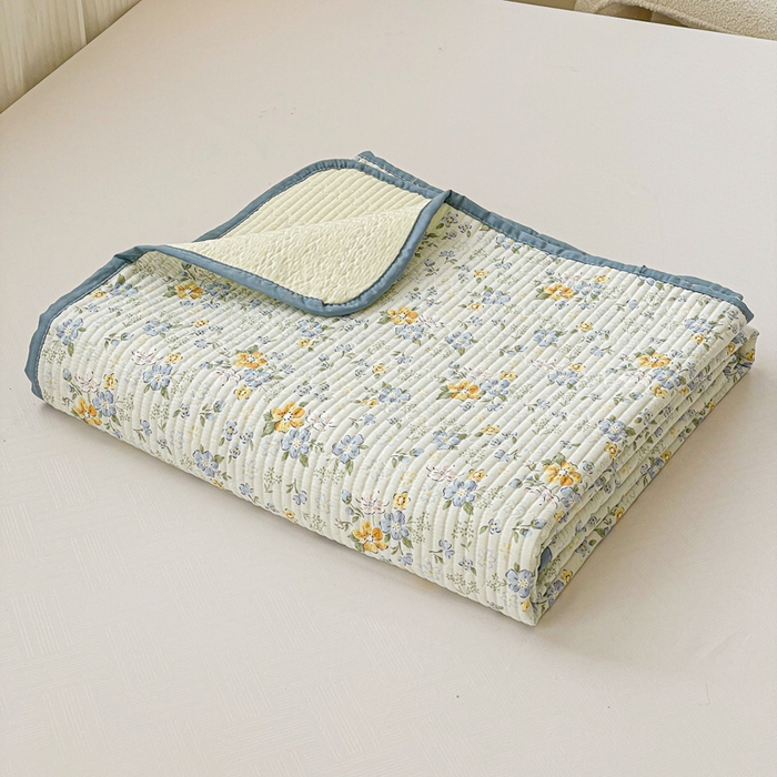 91家纺网 家纺一手货源 找家纺 富馨莱 2025春夏新款纯棉夹棉单床盖床盖单件薄床垫 艾莎