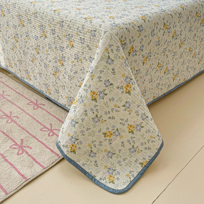 91家纺网 家纺一手货源 找家纺 富馨莱 2025春夏新款纯棉夹棉单床盖床盖单件薄床垫 艾莎