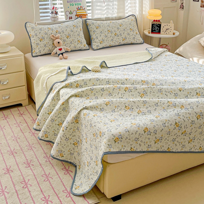 91家纺网 家纺一手货源 找家纺 富馨莱 2025春夏新款纯棉夹棉单床盖床盖单件薄床垫 艾莎