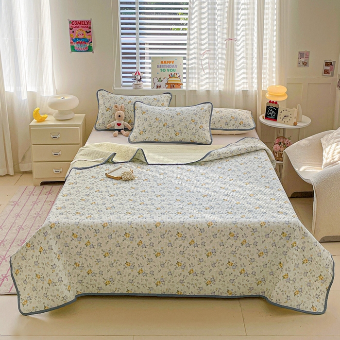 91家纺网 家纺一手货源 找家纺 富馨莱 2025春夏新款纯棉夹棉单床盖床盖单件薄床垫 艾莎