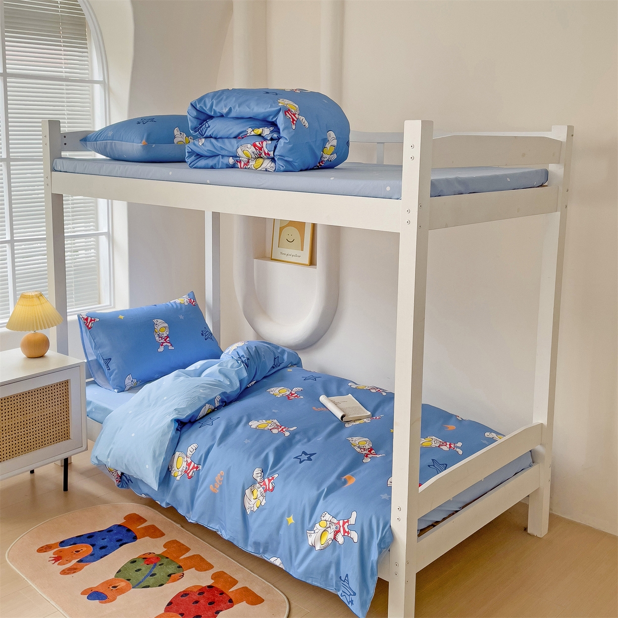 91家纺网 家纺一手货源 找家纺 （总）名兮家居 2025-全棉纯棉13372经典奥特曼-三丽鸥学生床多件套【含防伪标】