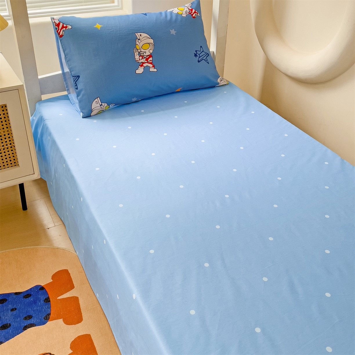 91家纺网 家纺一手货源 找家纺 （总）名兮家居 2025-全棉纯棉13372经典奥特曼-三丽鸥学生床多件套【含防伪标】