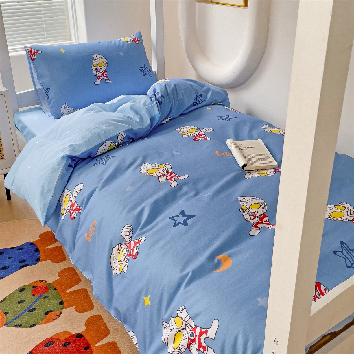 91家纺网 家纺一手货源 找家纺 （总）名兮家居 2025-全棉纯棉13372经典奥特曼-三丽鸥学生床多件套【含防伪标】