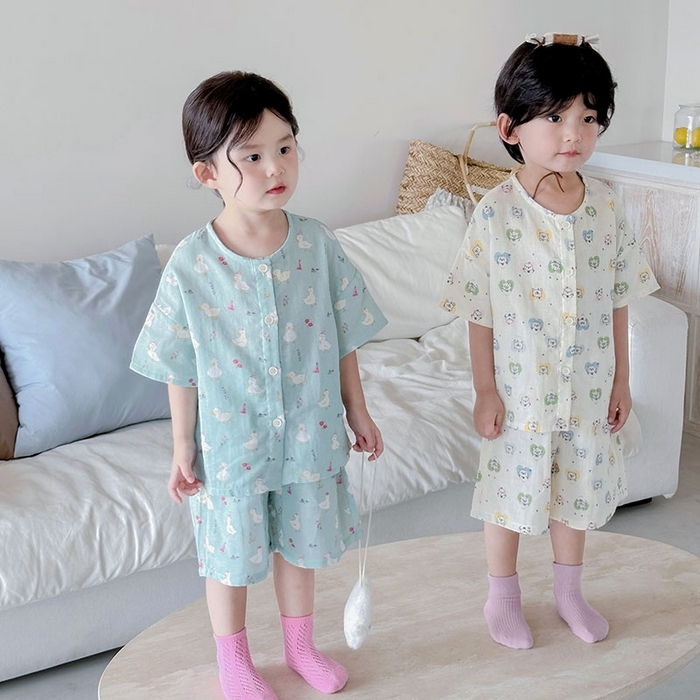 91家纺网 家纺一手货源 找家纺 （总）妍景家居生活馆 2025新款亲肤舒适儿童纱布翻领套装